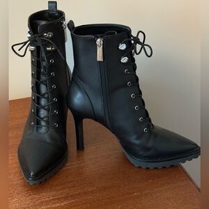 Michael Kor’s Women's Kyle Side-Zip Lace-Up Heeled Dress Booties - 7.5M